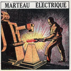 Elverktyg: elektrisk hammare. Anonym illustration av 1925. Privat samling.