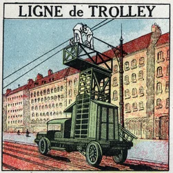 Elektriska spårvagnar: en vagnlinje. Anonym illustration från 1925. Privat samling.