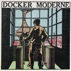 Elverktyg: modern hamnarbetare (1920-talet). Anonym illustration från 1925. Privat samling.