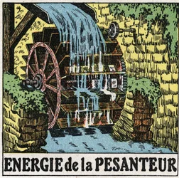 Tyngdkraften: hjulet på en vattenkvarn. Anonym illustration från 1925. Privat samling.