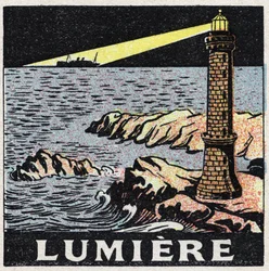 Eter (material): ljuset från en fyr i natten. Anonym illustration från 1925. Privat samling.
