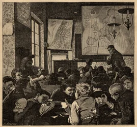 Klassens slut - skola - - gravyr 1890