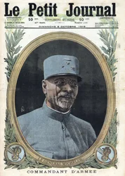 Första världskriget 1914-1918 (kriget 14-18). Porträtt av general Joseph Alfred Micheler (1861-1931) i ”Le Petit Journal”, 1916-10-8