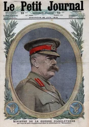Första världskriget 1914-1918 (kriget 14-18). Porträtt av krigsministern i England Horatio Herbert Kitchener (1850-1916). I "" Le Petite Journal"", den 25/06/1916. Privat samling