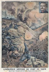Första världskriget 1914-1918 (Kriget 14-18). Det heroiska försvaret av Fort Vaux med bataljonschefen Sylvain Eugène Raynal (1867-1939). I ”Le Petit Journal”