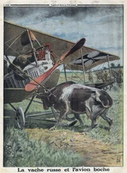 Första världskriget 1914-1918 (kriget 14-18). ko i Ryssland som hindrar ett tyskt arméflygplan från att kylas av. I "" Le Petite Journal"", den 22/10/1916. Privat samling