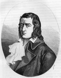 Franska revolutionen: "" Porträtt av Francois Babeuf dit Gracchus (1760-1797) Fransk revolutionär - Gravyr från 1863 i "" Le Livre Rouge - Histoire De L