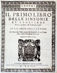 Frontispice av Första boken med symfonier och krafter av Salomone Rossi