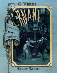 Frontispice av musikmusik av Ernani av Giuseppe Verdi