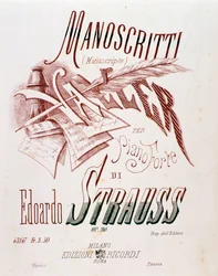 Frontispice av partitur av valser för piano av Eduard Strauss