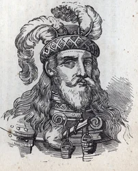 Galeazzo enligt Visconti - Porträtt av Galeas II Visconti - Galeazzo II Visconti - 1320-1378 -gravyr -
