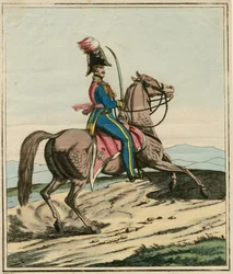 General Jozef Dwernicki (1779-1857), polsk general som deltog i novemberupproret eller polsk-ryska kriget 1830-1831 - Anonym - 1831 - Etsning, akvarell - 33,7x26,3 - Privat samling