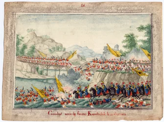 Guerre russo-turque de 1828-1829 - Slaget vid floden Kamchik den 15 oktober 1828 - Anonym - 1829 - Akvarell på papper - 22,4x30 - Privat samling