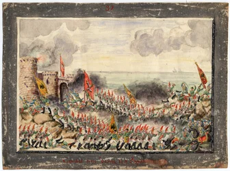 Guerre russo-turque de 1828-1829 Belägringen av Varna i september 1828 - Anonym - 1829 - Akvarell på papper - 21x29,3 - Privat samling