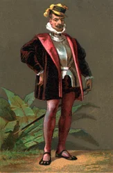 HERNANDO (Hernan) CORTES (Cortez) (1485-1547) spansk erövrare av Mexiko. Kromolitografi Privat samling