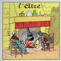Hemuppvärmning: den öppna spisen. Anonym illustration från 1925. Privat samling.
