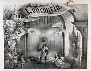 Illustration för scenen 2, akt III av Lohengrin, opera av Wagner