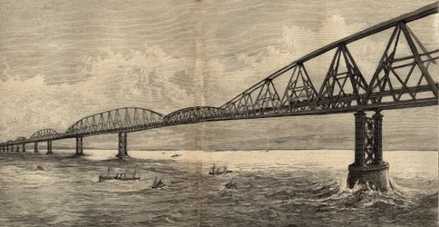 Internationellt broprojekt över Engelska kanalen mellan Calais och Folkestone - 1890 - gravyr 1890