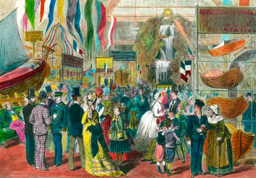Internationell sjöfartsutställning i Paris. Gravyr från 1800-talet.