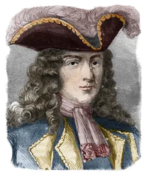 Jean-Bernard Louis de Saint Jean, Baron de Pointis (1645-1707), fransk amiral och kapare. Gravyr av 1800-talet. Privat samling.