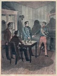 Le jure (ed) av Bories - gravyr i "De fyra sergeanterna i La Rochelle storslagna historiska och dramatiska berättelser"" av Jules Beaujoint - Omkring 1900