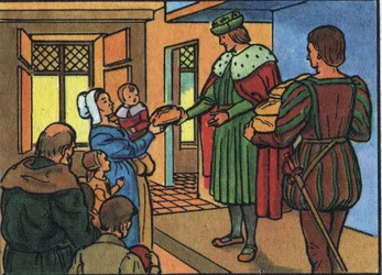 Kung Ludvig XII av Frankrike (1462-1515) "" Folkets Fader"" Anonym illustration i "" Samling av Frankrikes suveräner och statsöverhuvuden""". 1900-talet. Privat samling.