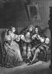 Den dyrbara löjliga gravyren efter Vernet från "" Verk av Jean-Baptiste Poquelin dit Moliere (Jean Baptiste Poquelin