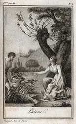 Leto, Letone, Latona, gravyr från 1819 i "Brev till Emilie om mytologi" av Charles Albert Demoustier (1760-1801). Privat samling.