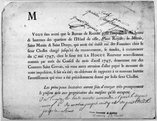 Skrivelse från Skatteverket angående betalning av skatter daterad april 1747.