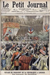 London, Storbritannien. President Loubets resa. Mottagning i Guildhall av Sir Marcus Samuel. Le Petit Journal, juli 1903 (gravyr)