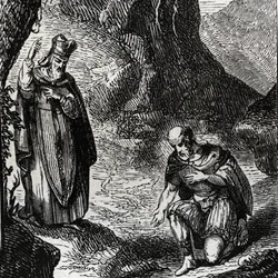 Martial av Limoges eller den helige Martial (3:e århundradet) omvänder ledaren för det keltiska folket lemovikerna - Gravyr från 1846 i "Helgonens liv". Privat samling.