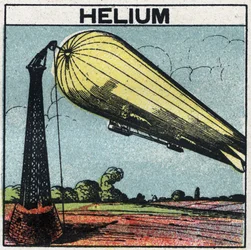 Nya gasegenskaper: Zeppelin blåses upp med helium. Anonym illustration från 1925. Privat samling.