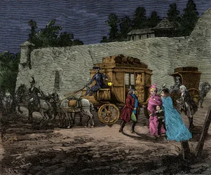 Kungafamiljens nattflyg till Varennes 1791, Gravyr, Privat samling