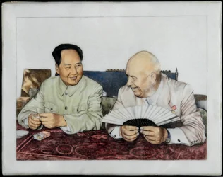 Nikita Khrouchtchev (1894-1971) och Mao Zedong (Tse-Toung, Tse Toung) (1893-1976) - Nikita Chrusjtjov och Mao Zedong - Anonym. Porslin, överglasyrdekor, tidigt 1960-tal. Privat samling