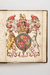 Order of the Garter: Book of Statutes som tillhörde Charles Fitzroy, Duke of Grafton - Akvarellmanuskript, Beg. 1700-talet