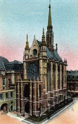Paris: yttre vy av Sainte Chapelle (Sainte-Chapelle) (1200-talet, gotisk arkitektur). Fotografi från 1920 i "" Artistic Album"" av staden Paris. Privat samling.