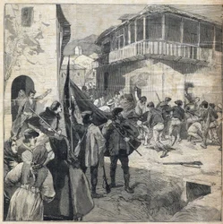 Bönders uppror på Sicilien. Gravyr i "" Le Petit Parisien"" den 31/12/1893.