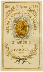 Fromma bild: Helig bild som firar födelsedagen för den helige Antonius av Padua