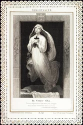 Fromma bild: "" Immortalite, In cruce vita"" Card of deces dentelee. 1800-talets privatsamling