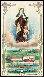 Fromma bild: "" Representation av heliga Therese av Jesus eller Avila (1515-1582), spansk mystiker och karmelit"" Kromolitografi. Privat samling