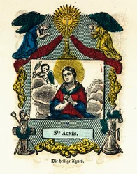 Fromma bild: Saint Agnes. Gravyr av 1800-talets Privatsamling