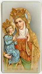 Fromma bild: Saint Anne de Beaupre, skyddshelgon för Quebec (kromolitografi)