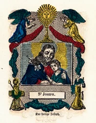 Fromma bild: Saint Joseph. Gravyr av 1800-talets Privatsamling