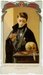 Fromma bild: St Gabriel of Our Lady of Sorrows, italiensk passionerad präststudent (kromolitografi)