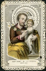 Fromma bild: St Joseph och Jesus (gravyr)