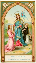 Fromma bild: St Odile av Alsace, beskyddarinna av kanonernas stamgäst av Heliga Korsorden (kromolitografi)