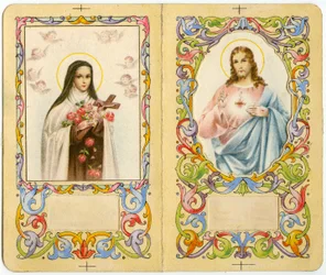 Fromma bild: Heliga Therese av Jesusbarnet och Jesus med heligt hjärta (tryck)