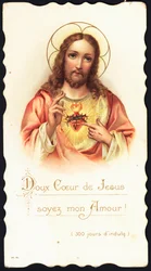 Fromma bild: "" Sweet heart of Jesus be my love"" Kromolitografi av privatsamlingen i början av 1900-talet
