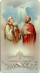 Fromma bild: Apostlarna Petrus och Paulus (kromolitografi)