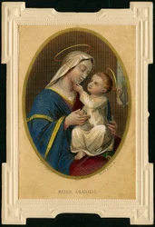 Fromma bild: Jungfru Maria med Jesus (gravyr)